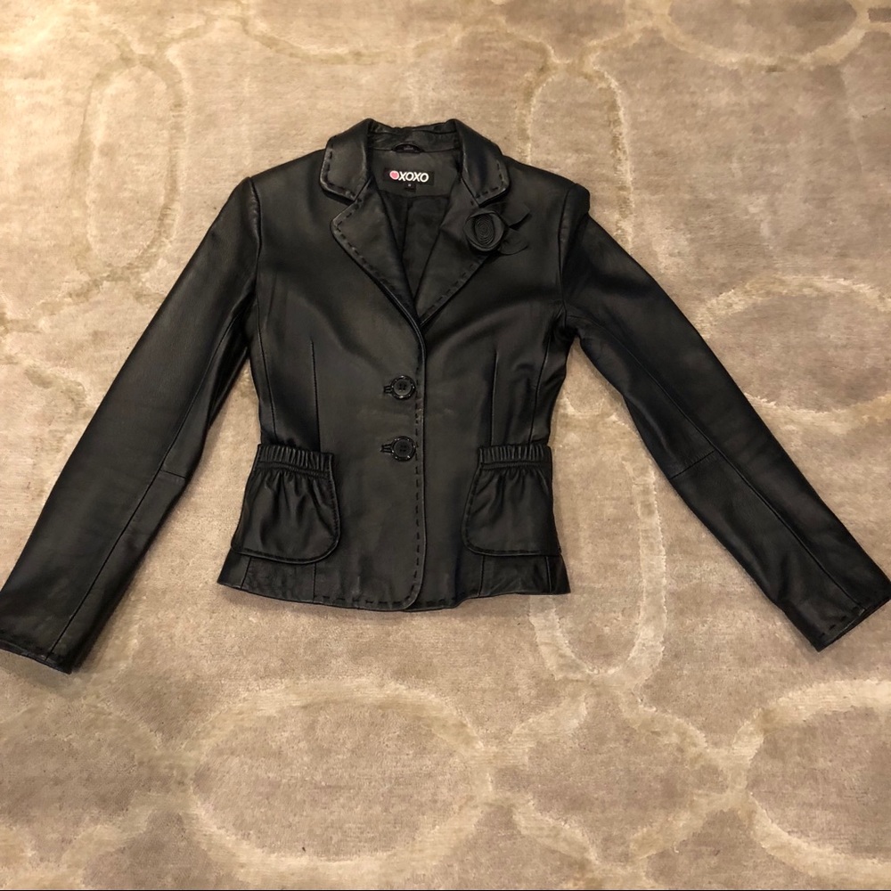 XOXO Black Leather Jacket